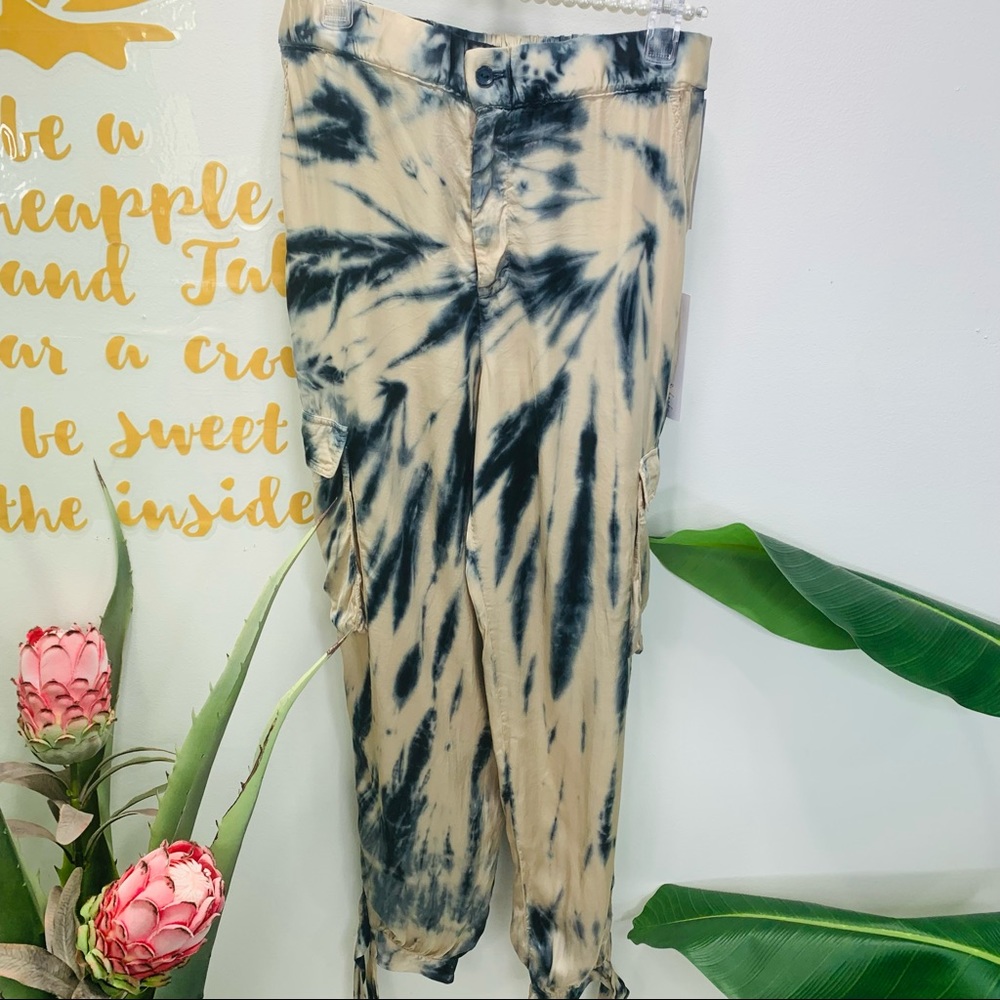 Young Fabulous & Broke Tie Dye Satin Ankle Pants Joggers Cargo Pants Medium - Picture 4 of 14